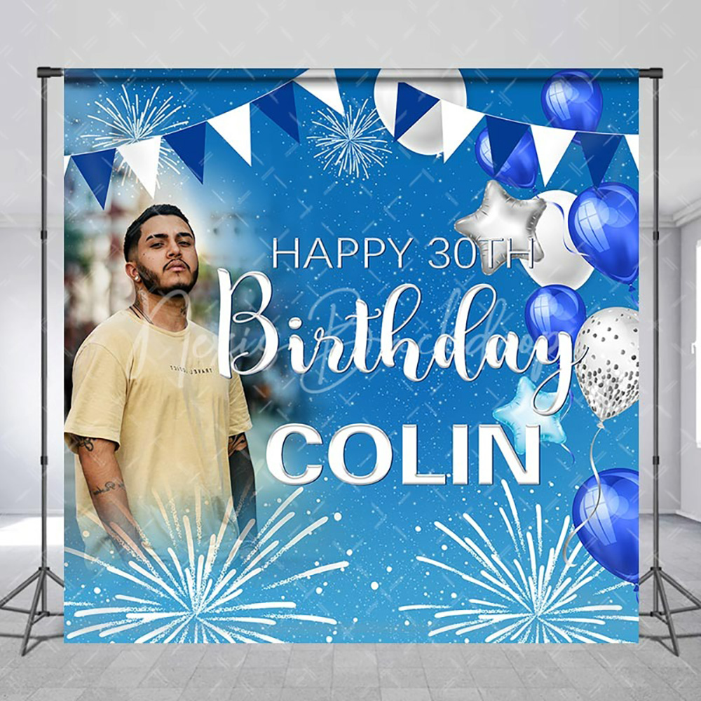 Photography Of A Man - Custom Photo Blue Balloon 30th Birthday