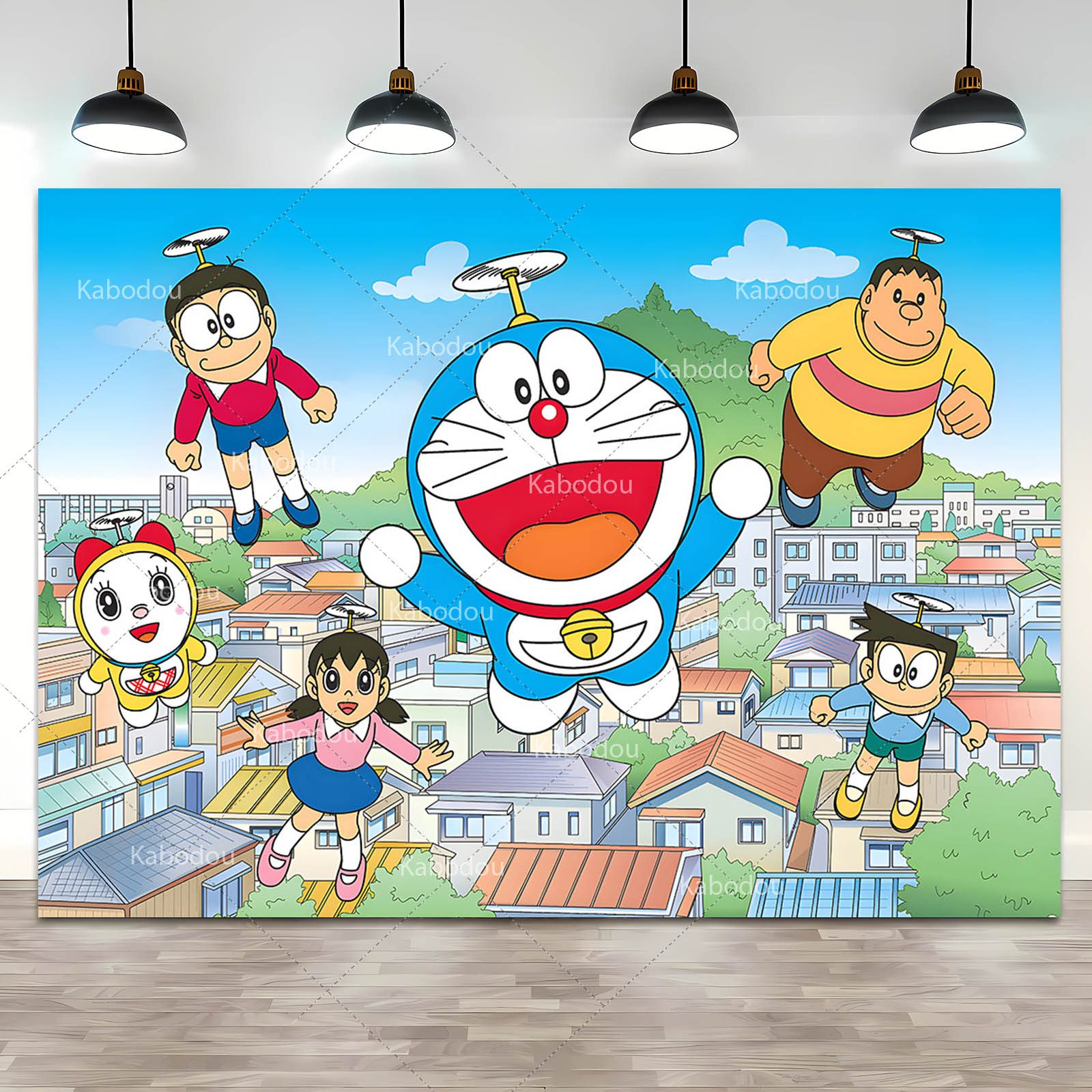 Photography Class - Doraemon Party Backdrop Blue Cat Children