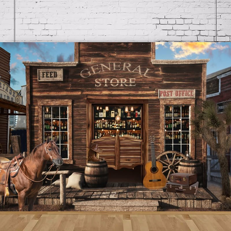 Photography Of A Man - Western Saloon Cowboy Photography Backdrop Wild