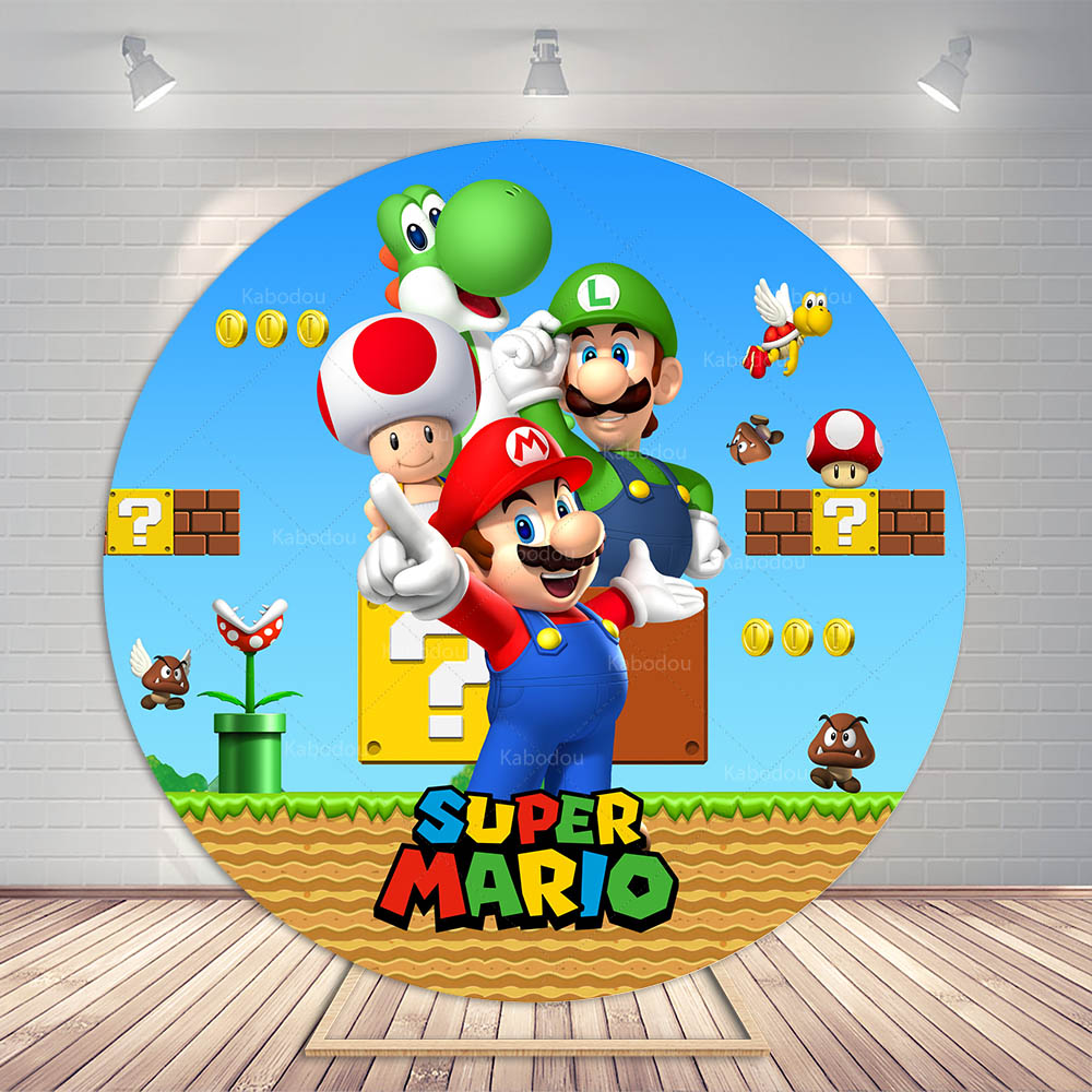 Photography Class - Super Mario Bros Party Round Backdrop