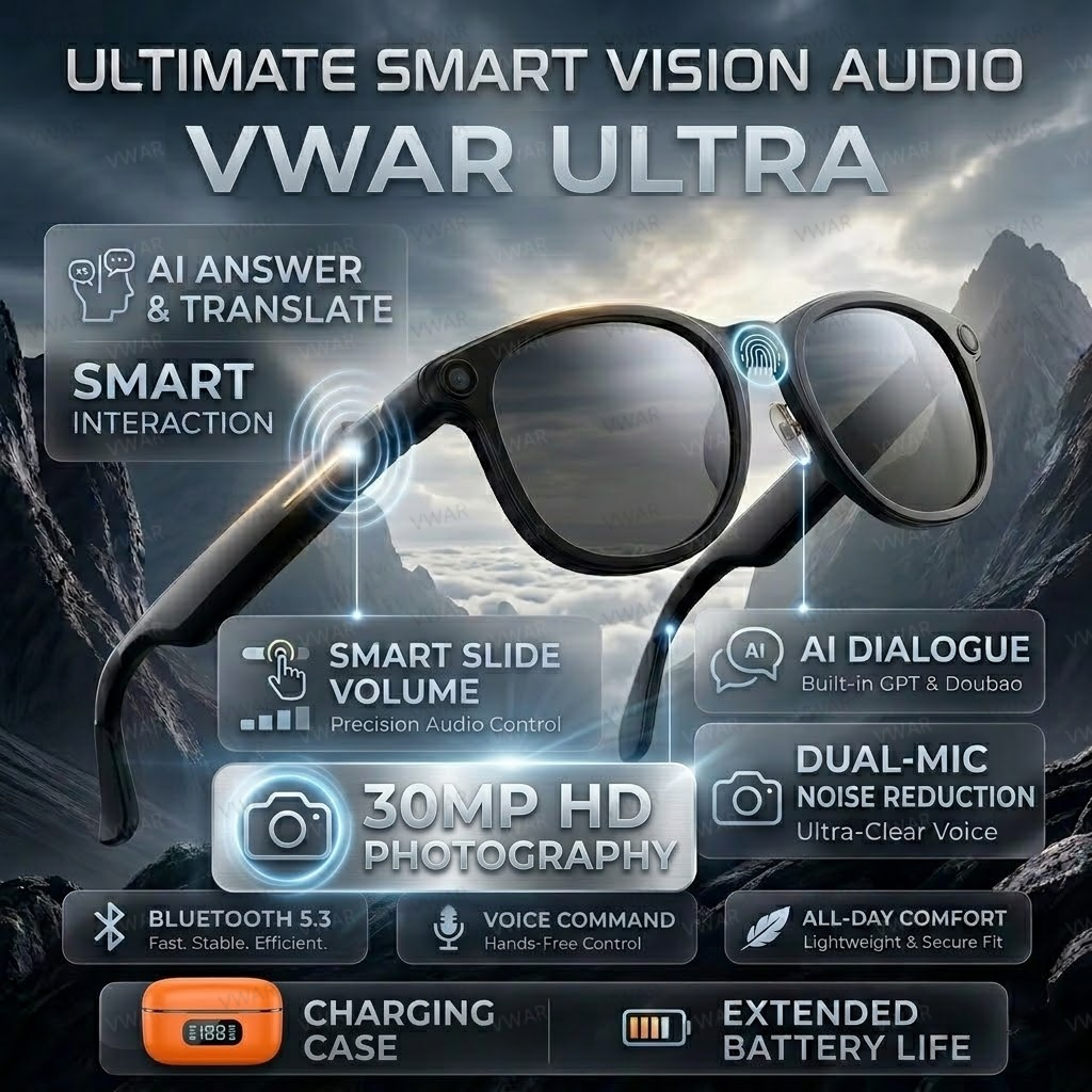 VWAR Smart Glasses with 3600mA - Photography Video 评论和价格