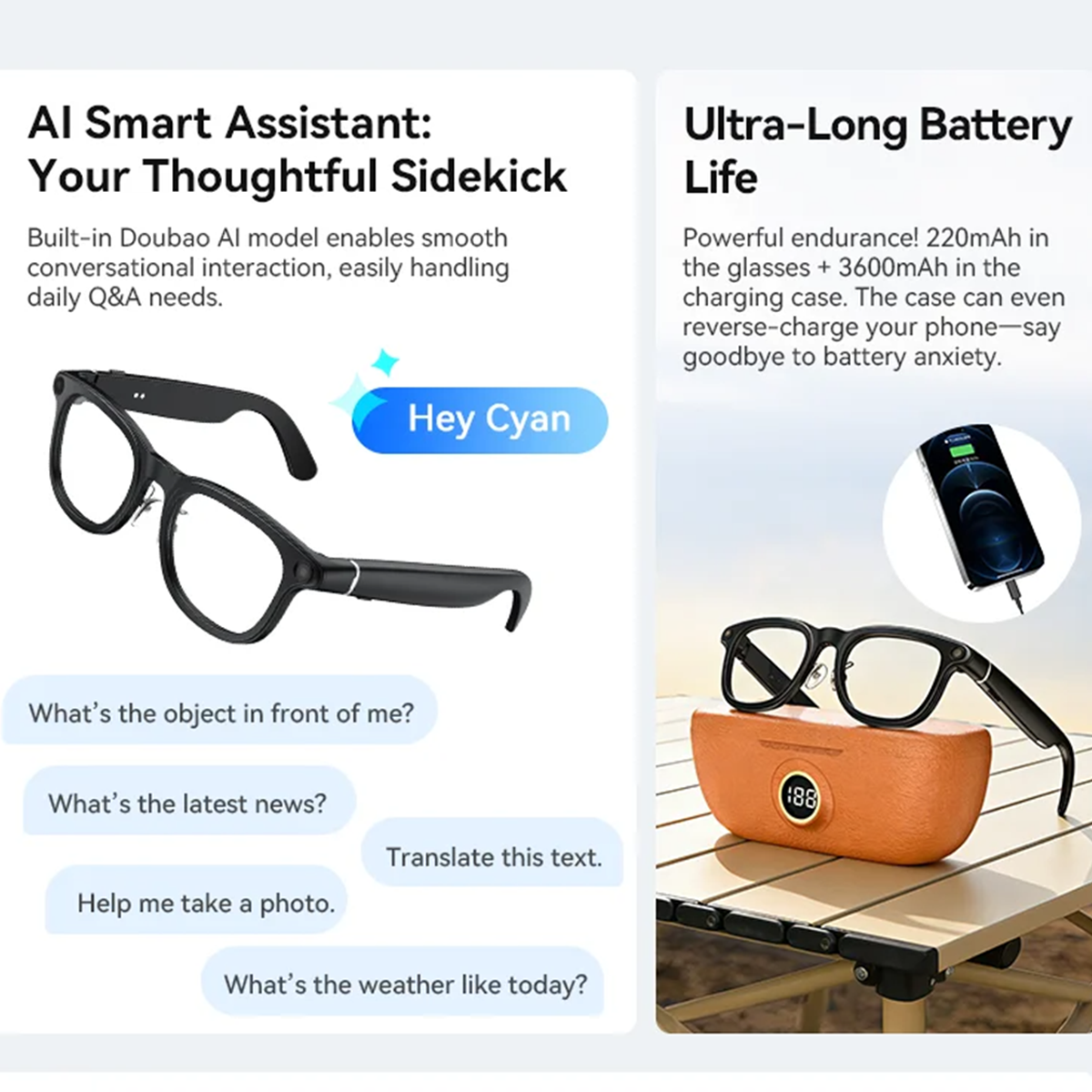 VWAR Smart Glasses with 3600mA - Photography Video 评论和价格