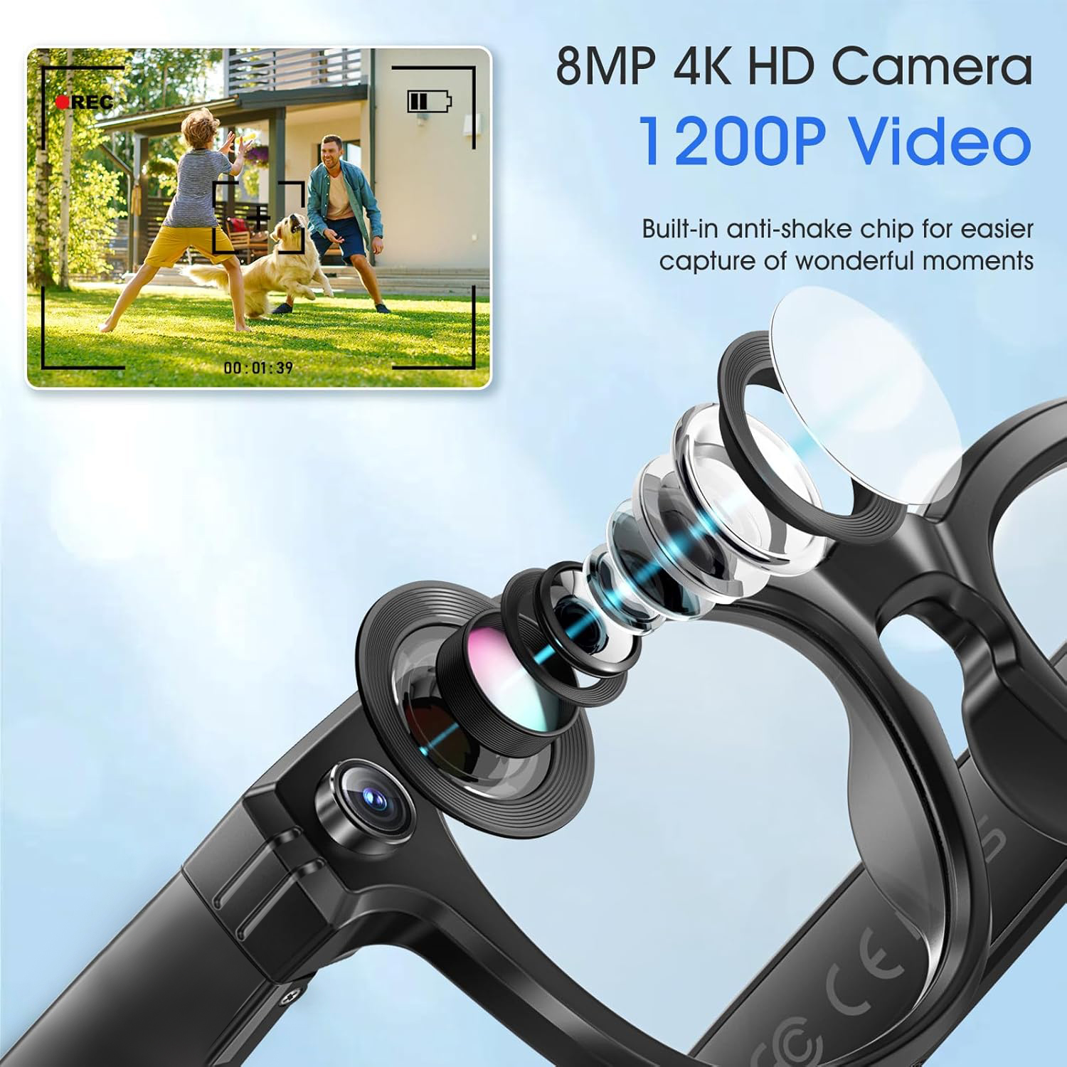 New 8MP Camera Smart Glasses P - Photography Of A Man 评论和价格