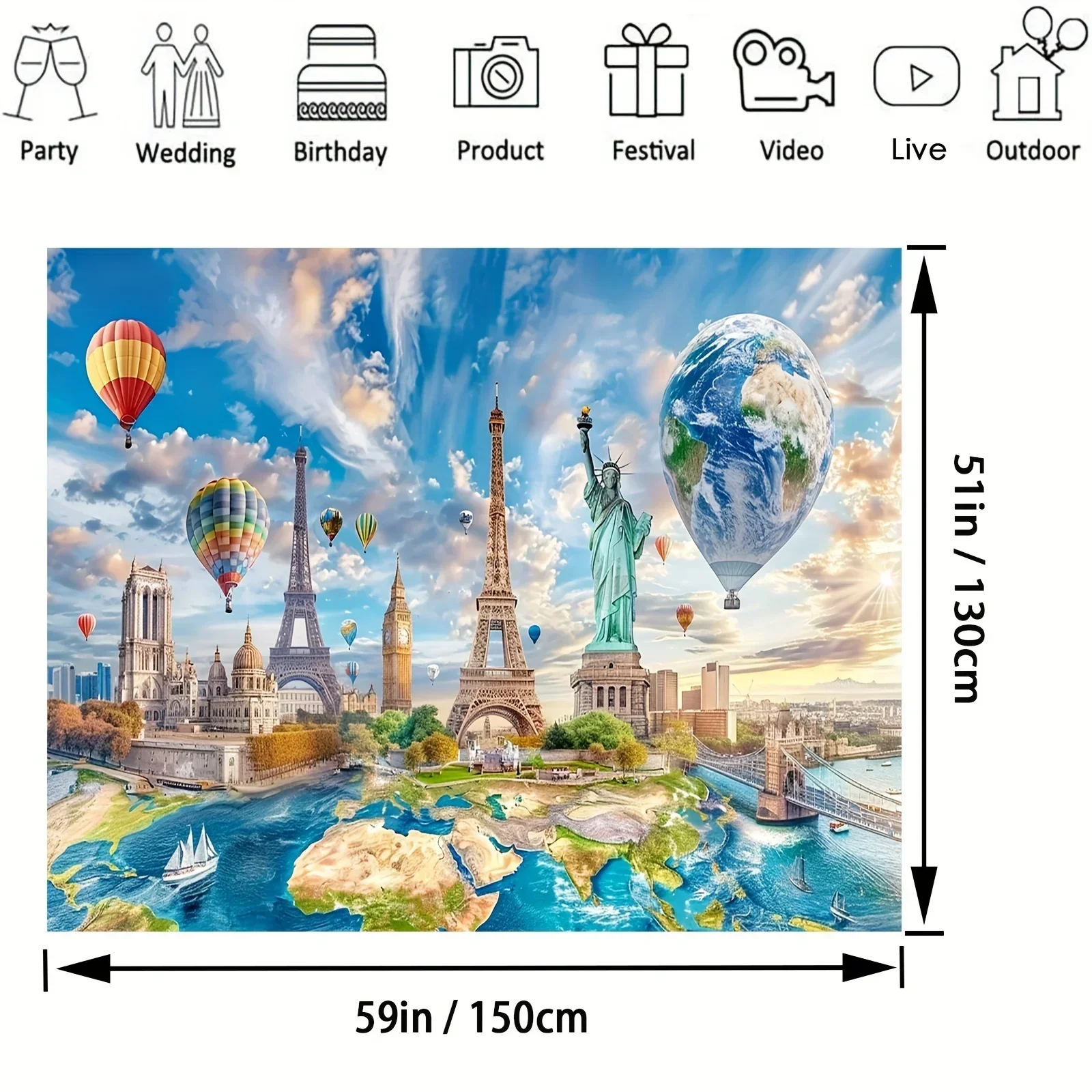 1pc Global Travel Photo Backgr - Photography History 评论和价格