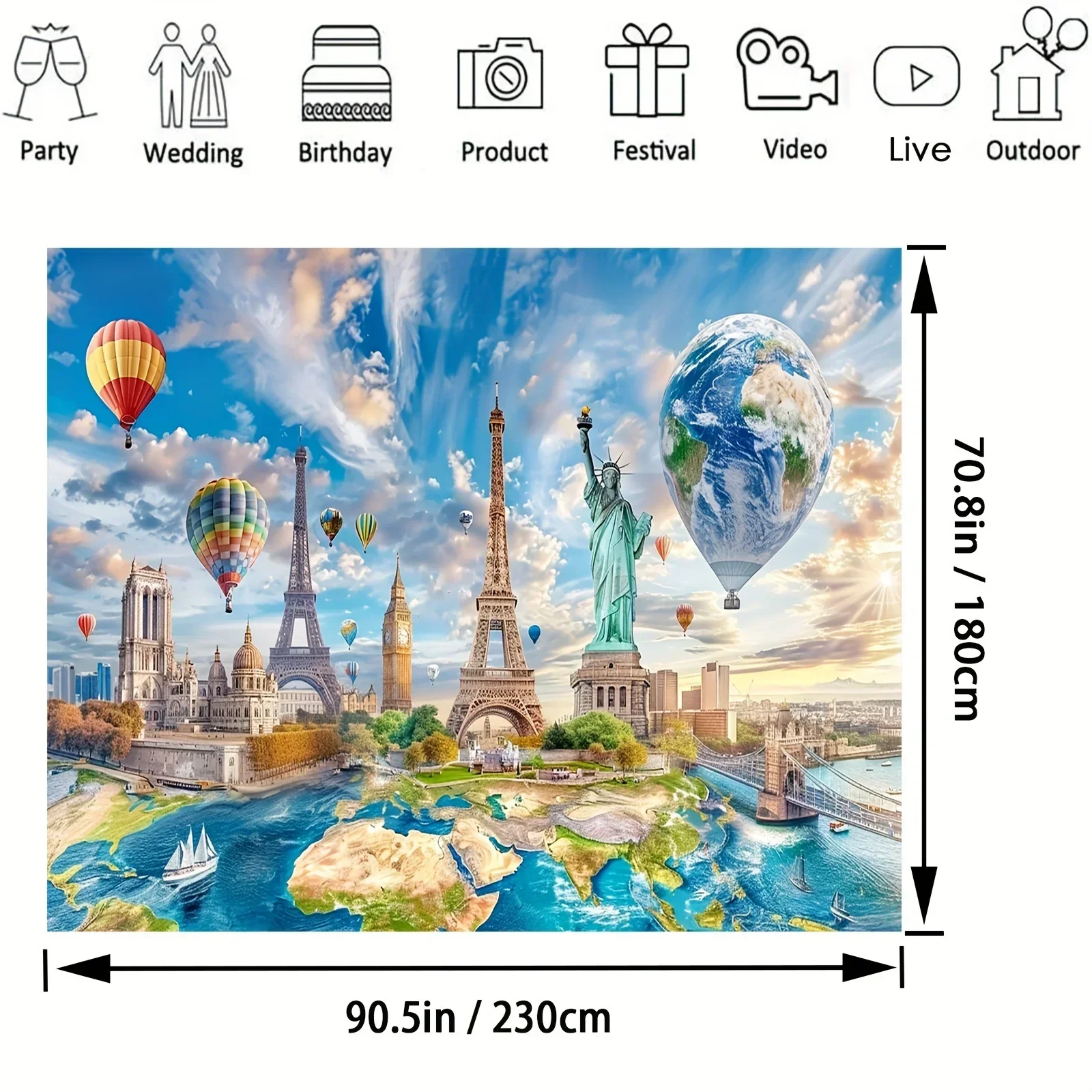 1pc Global Travel Photo Backgr - Photography History 评论和价格